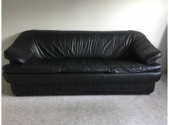 Italian Made Softline Black Leather Couch