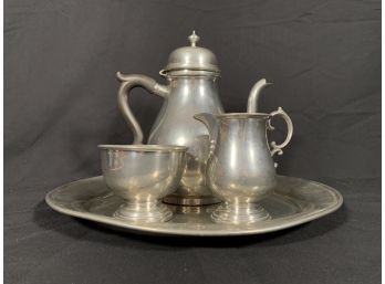 Vintage Tea Set Colonial Pewter By Boardman