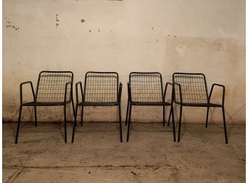 4 Vintage Black Italian Emu Rio Style Wire Garden  Chairs
