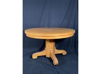 Vintage Round Oak Pedestal Dining Room Table
