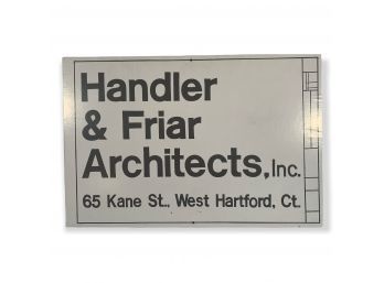 Vintage Handler & Friar Architects Inc Handpainted Sign