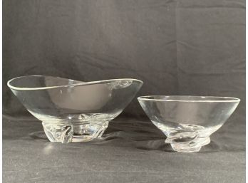 Two Vintage Crystal Bowls - Steuben And Unsigned