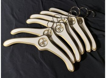 Six Vintage Custom Monogrammed H White And Gold Hangers