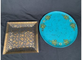 Lot Of Two Vintage Serving Trays