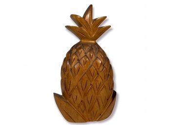 Vintage Honolulu Monkey Pod Wood Hand Carved Pineapple
