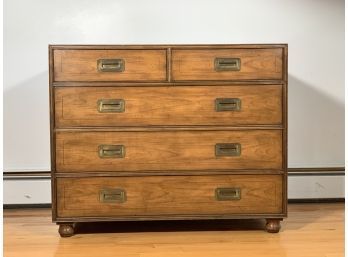Vintage Five Drawer Dresser With Brass Handles By Baker Furniture