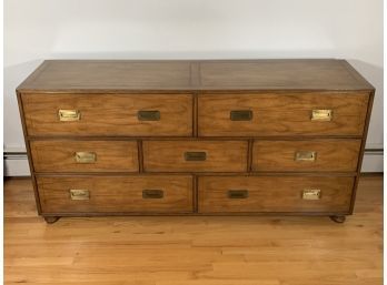 Vintage Mid Century 7 Drawer Dresser With Brass Handles By Baker Furniture