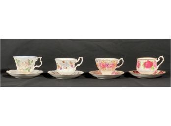 Four Vintage Tea Cups & Saucers By Royal Albert