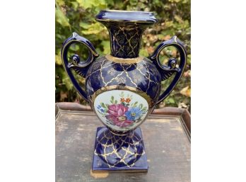 Baum Bros Cobalt Blue And Gold Vase