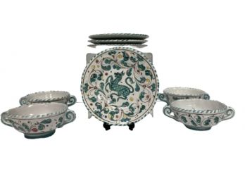 Italian-Made Ceramic Tea Cups W Plates - Set Of 4