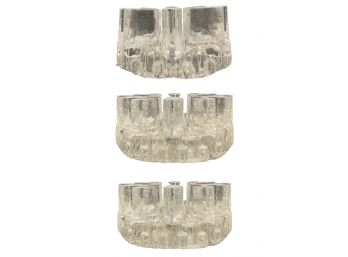 Set Of Three Glass Votive Candle Holders