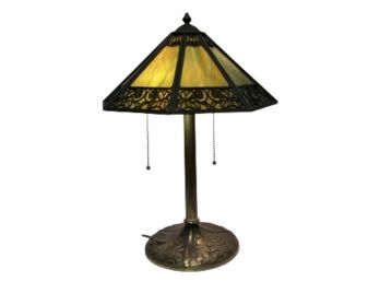 Antique Slag Glass Table Lamp