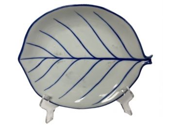 Blue And White Leaf Plate