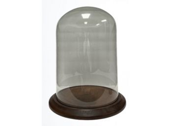 Glass Cloche Display Dome With Wood Base