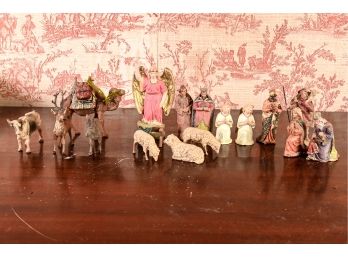 Antique Plaster Nativity Set & Angels