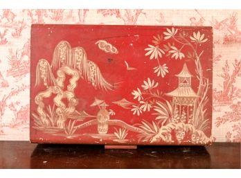 Red & Gold Painted Jewelry Box