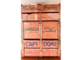 Three Wooden Fruit Crates