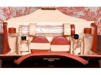 Midcentury Red Leather Toiletry Case