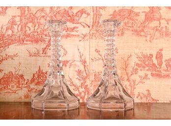 Matching Pair Of Cut-Glass Candlesticks