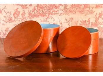 Pair Of Matching Wooden Hat Boxes