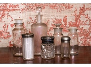 Antique Glass Collection, One With Sterling Top