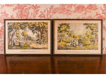 Pair Of Hand-Colored Currier & Ives Prints