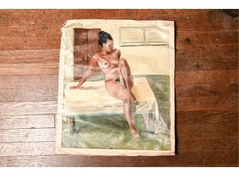 Original Oil Painting On Loose Canvas, Impressionist Nude