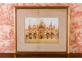 Antique Hand-colored Photographic Print The Basilica San Marco, Venice