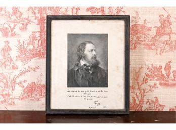 Antique T. Johnson Engraving Of Lord Tennyson