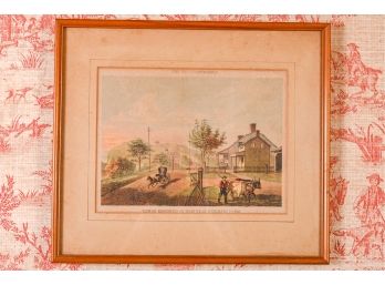 Antique 1866 Chromolithograph 'The Old Landmarks: View Of Kingsbridge Road Near Dykeman Farm'