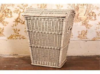 White Painted Wicker Hamper