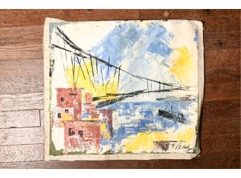 Original Painting On Loose Canvas, Urban Scene