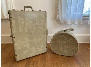 Vintage Samsonite Luggage 21x29' And Hat Box 18x17'