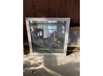 Wooden White Square Mirror With Beveled Glass  27'x 27'