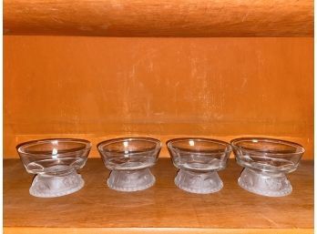 Frosted Lion Glass Compote Dishes Set Of Four