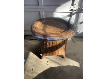 Wicker Glass Top Side Table  27' L X 23' H X 22.50'W