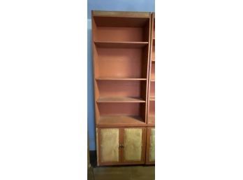 Wooden Bookcase With Nail Head  Leather Padded Accents