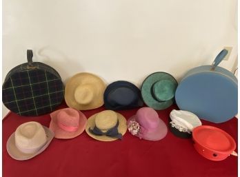 Woven Hats And Two Hat Boxes