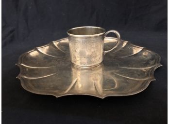 Skippy Collectible Cup And Chippendale Scalloped Silver Plate