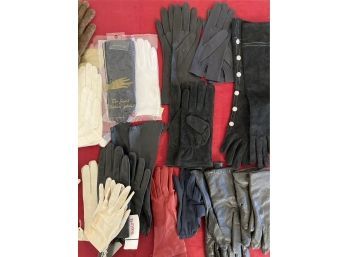 24 Pairs Of Gloves Assorted Sizes Mostly Leather