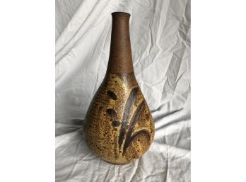 Signed Ceramic Vase Artistic Earthtone Glaze 6x11.5