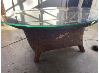 Wicker Glass Top Coffee Table 16' H X 22' W X 38' L