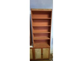 Wooden Bookcase With Nail Head Leather Padded Accents