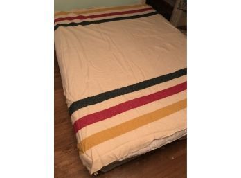 LL Bean Candy Stripe Wool Blanket 80x70 Good Condition Clean