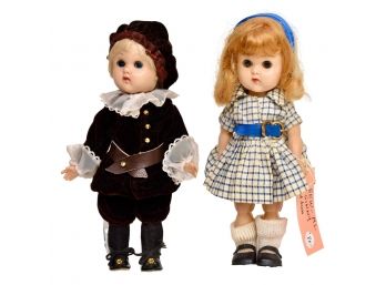 Ginny Vogue Doll In Checkered Dress And Shakespearean Doll