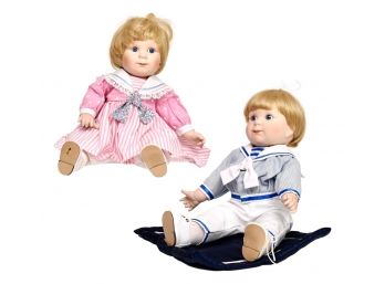 Pair Of Danbury Mint Jennifer Schmidt Porcelain Dolls 1990