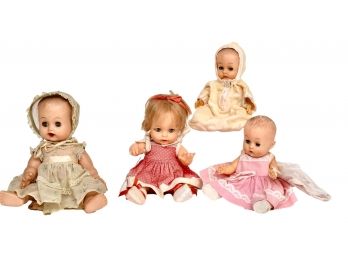 Three Unmarked Vintage Baby Dolls And One Ideal Tearie Dearie Baby Doll