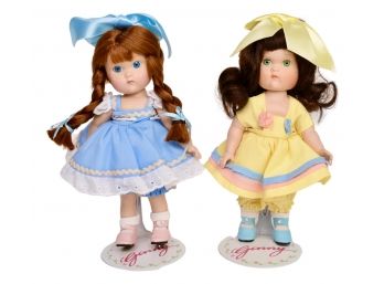 Pair Of Porcelain Limited Edition Numbered Ginny Dolls With Original Boxes And COAs