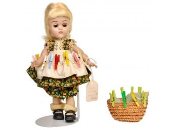 Ginny Vogue BKW 1957 Pin Doll With Wicker Basket Accessory