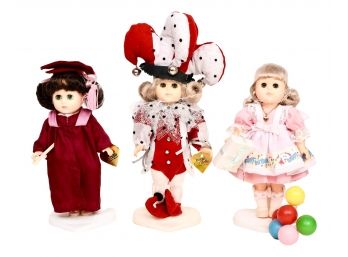 Collection Of Three Ginny Dolls: The Cum Laude, The Court Jester And 40th Birthday Party Special